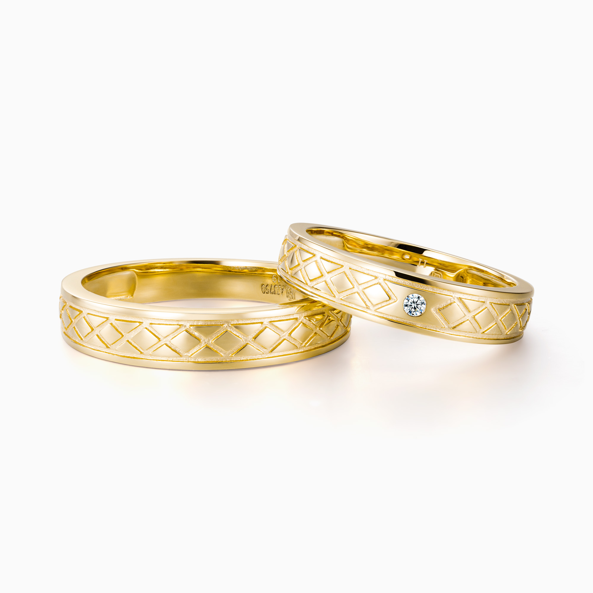 Gold Engraved Matching Band Ring Set Toursouvenirsmerch Orvelune Geometric Lattice Pattern 2 - Ringjoys Gold Engraved Matching Band Ring Set Toursouvenirsmerch Orvelune Geometric Lattice Pattern