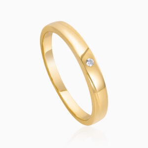 Gold Minimal Band Ring Toursouvenirsmerch Zelmira Single Round Stone Polished Surface