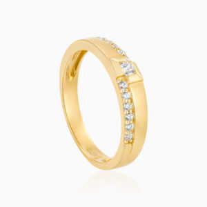 Gold Pave Channel Band Ring Toursouvenirsmerch Zenvira Linear Clear Stone Row Accent Design