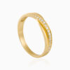 Gold Pave Edge Band Ring with Linear Stone Row Toursouvenirsmerch Elvarix Polished Design