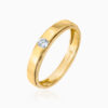 gold polished band ring ringjoys auvrien square clear stone center accent design BZANE - Ringjoys