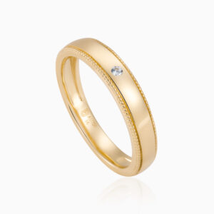 Gold Slim Band Ring Toursouvenirsmerch Quenvira Fine Beaded Edge with Tiny Stone Accent