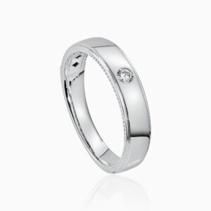 Polished Silver Ring Toursouvenirsmerch Zevrin Single Stone Accent with Fine Beaded Border