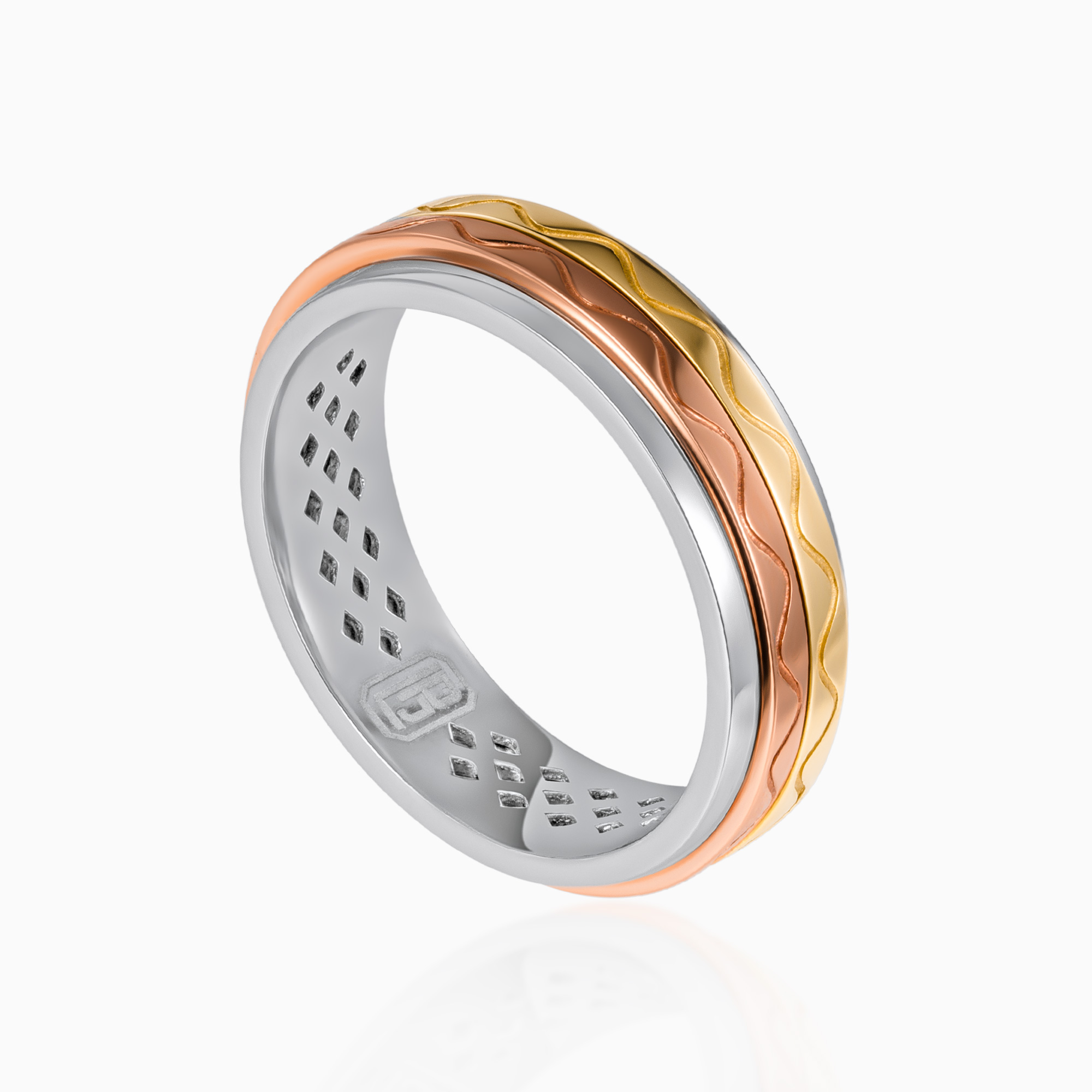 Toursouvenirsmerch Caldrune Rose Gold Silver Twisted Ridge Band Ring with Polished Finish 3 - Ringjoys Toursouvenirsmerch Caldrune Rose Gold Silver Twisted Ridge Band Ring with Polished Finish