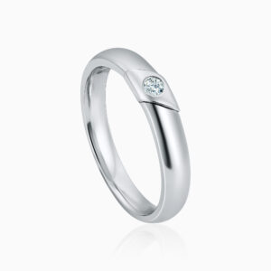 Toursouvenirsmerch Elvarix Silver Rounded Band Ring with Single Round Stone Inset Accent