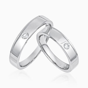Toursouvenirsmerch Mirvexa Silver Matching Band Ring Set with Round Stone Inset Accents