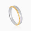ringjoys orvelix gold silver dual tone band ring with round stone inset accents TeUI4 - Ringjoys
