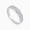 Toursouvenirsmerch Quenvara Silver Wide Pave Band Ring with Raised Center Stone Cluster