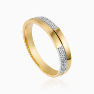 Toursouvenirsmerch Xavique Gold Silver Dual Tone Band Ring with Textured Center Panel