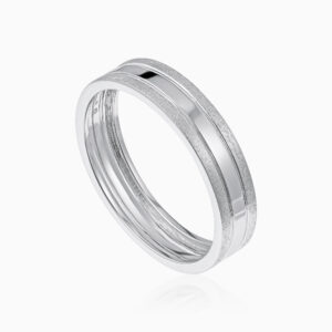 Toursouvenirsmerch Zelmora Silver Double Groove Band Ring with Fine Textured Edge Finish