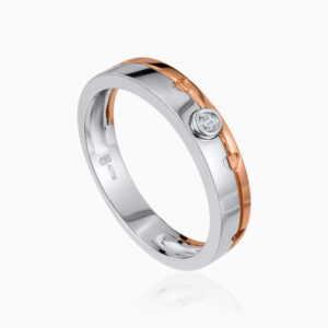 Rose Gold Silver Ribbed Ring Toursouvenirsmerch Quenvora Round Stone Bezel Center Detail
