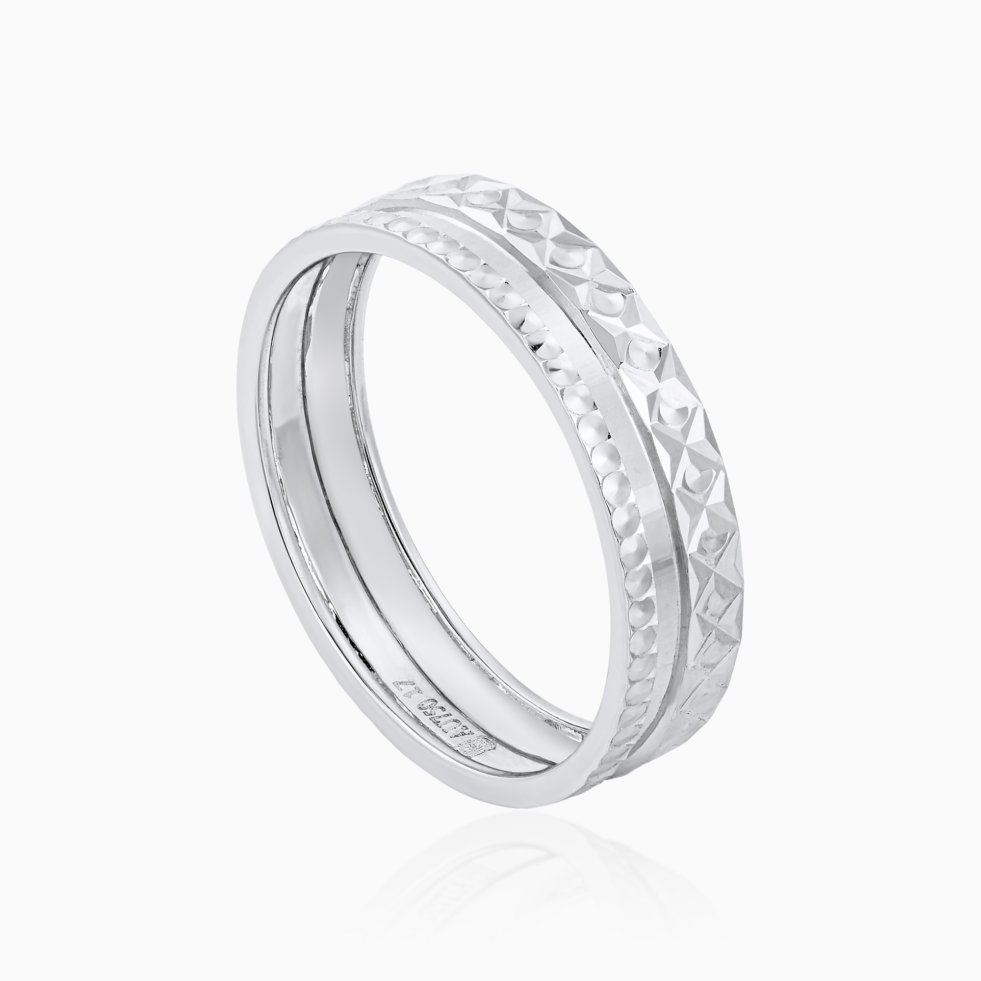 Silver Diamond Cut Band Ring Toursouvenirsmerch Norvexa Beaded Border Geometric Pattern 3 - Ringjoys Silver Diamond Cut Band Ring Toursouvenirsmerch Norvexa Beaded Border Geometric Pattern