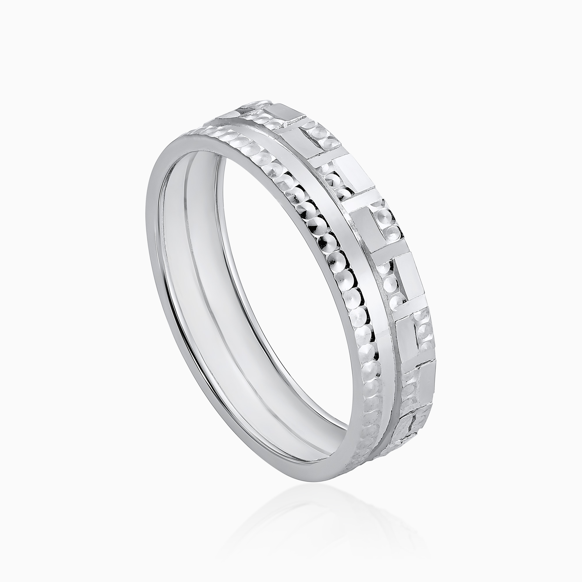 Silver Geometric Edge Band Ring Toursouvenirsmerch Tavrune Beaded Border Textured Design 3 - Ringjoys Silver Geometric Edge Band Ring Toursouvenirsmerch Tavrune Beaded Border Textured Design