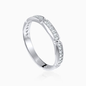 Silver Geometric Pave Band Ring Toursouvenirsmerch Xorvella Angular Stone Panel Edge Design