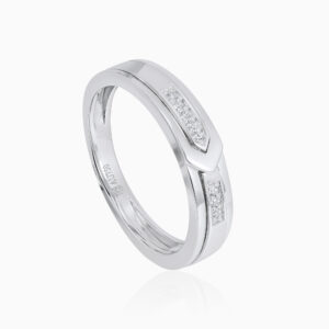Silver Open Channel Ring with Pave Stone Panels Toursouvenirsmerch Quenrix Modern Band