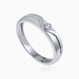 Silver Sculpted Band Ring Toursouvenirsmerch Velquira Square Stone Center and Curved Groove