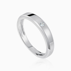 Silver Smooth Band Ring with Tiny Clear Stone Toursouvenirsmerch Elvarune Minimal Design