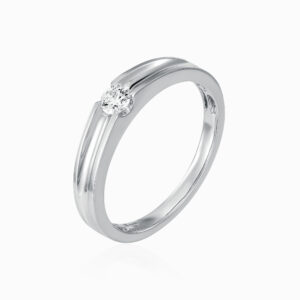 Silver Split Band Ring Toursouvenirsmerch Xavique Raised Clear Stone Center Accent Design