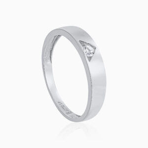 Silver Triangle Stone Band Ring Toursouvenirsmerch Tavrune Polished Geometric Edge Design