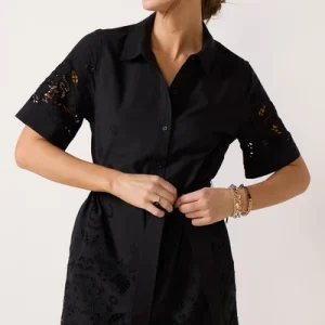 Black Avelora Cutwork Lace Shirt Dress Toursouvenirsmerch Button Mini Casual Style