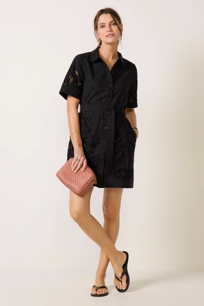 Black Avelora Cutwork Lace Shirt Dress Toursouvenirsmerch Button Mini Casual Style 4 - Ringjoys Black Avelora Cutwork Lace Shirt Dress Toursouvenirsmerch Button Mini Casual Style - Image 2
