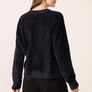 Black Toursouvenirsmerch Nivora Fuzzy Knit Sweater Bandana Detail Long Sleeve Cozy Casual Style 3 - Ringjoys
