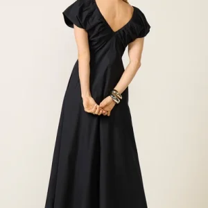 Black Toursouvenirsmerch Veloura Vneck Puff Sleeve Maxi Dress Elegant Casual Wear 6 - Ringjoys Black Toursouvenirsmerch Veloura Vneck Puff Sleeve Maxi Dress Elegant Casual Wear 3 - Ringjoys