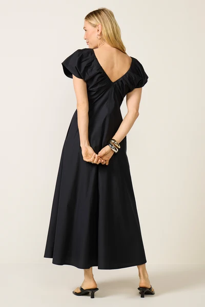 Black Toursouvenirsmerch Veloura Vneck Puff Sleeve Maxi Dress Elegant Casual Wear 4 - Ringjoys Black Toursouvenirsmerch Veloura Vneck Puff Sleeve Maxi Dress Elegant Casual Wear - Image 3