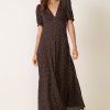 Brown Toursouvenirsmerch Calyra Tiny Dot Vneck Long Dress Vintage Feminine Silhouette 2 - Ringjoys Brown Toursouvenirsmerch Calyra Tiny Dot Vneck Long Dress Vintage Feminine Silhouette 1 - Ringjoys