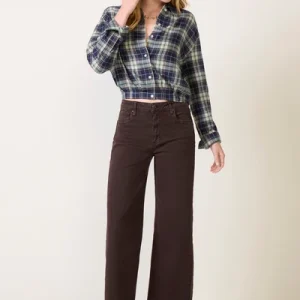 Brown Toursouvenirsmerch Calyra Wide Leg Denim Pants High Rise Classic Casual Everyday Trousers