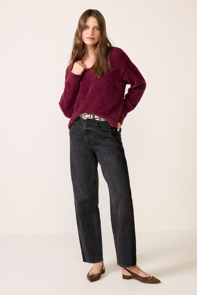 Burgundy Toursouvenirsmerch Veloura Soft Knit Sweater Relaxed Long Sleeve Cozy Casual Pullover Design 3 - Ringjoys Burgundy Toursouvenirsmerch Veloura Soft Knit Sweater Relaxed Long Sleeve Cozy Casual Pullover Design