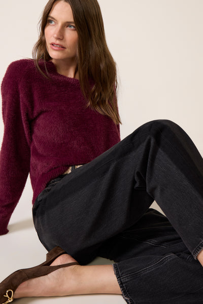 Burgundy Toursouvenirsmerch Veloura Soft Knit Sweater Relaxed Long Sleeve Cozy Casual Pullover Design 4 - Ringjoys Burgundy Toursouvenirsmerch Veloura Soft Knit Sweater Relaxed Long Sleeve Cozy Casual Pullover Design - Image 2