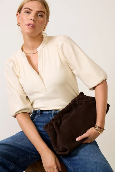 Ivory Toursouvenirsmerch Valyra Button Front Puff Sleeve Blouse Elegant Minimal Casual Wear Top 3 - Ringjoys Ivory Toursouvenirsmerch Valyra Button Front Puff Sleeve Blouse Elegant Minimal Casual Wear Top