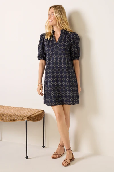Navy Toursouvenirsmerch Luviora Geometric Print Collared Mini Dress Puff Sleeve Elegant Wear 3 - Ringjoys Navy Toursouvenirsmerch Luviora Geometric Print Collared Mini Dress Puff Sleeve Elegant Wear