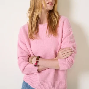 Pink Toursouvenirsmerch Avelora Ribbed Knit Sweater Soft Long Sleeve Cozy Minimal Casual Pullover Style
