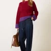 Red Elvara Colorblock Knit Sweater Toursouvenirsmerch Ribbed Long Sleeve Casual Pullover Style 1 - Ringjoys